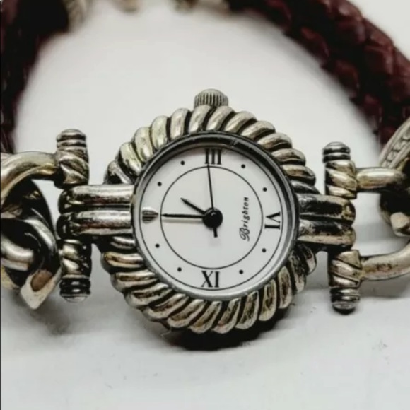 Vintage Brighton Savanna watch silver plate & brown leather strap # E - Picture 7 of 13